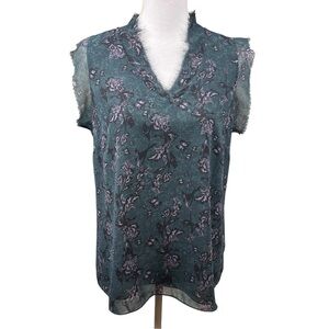 Cabi Floral Tank Blouse Womens Sz Medium Lined V-neck Multi-color